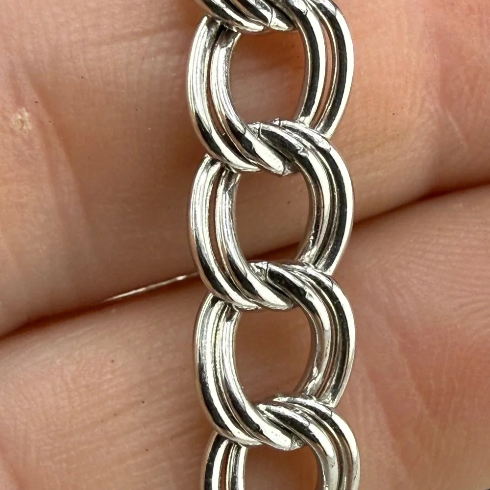 Vintage ABWA Charm Bracelet Silver Tone Double Link Sterling Silver Charm 7